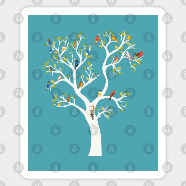 Tree with birds Sticker by Mimie20